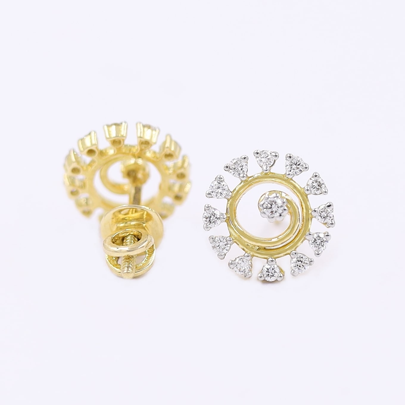 Stunning 13-Diamond Stone Stud Earrings