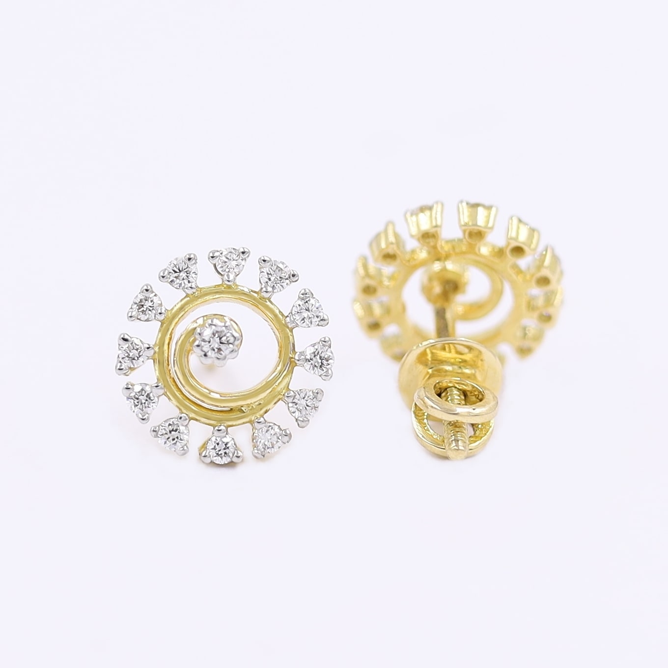 Stunning 13-Diamond Stone Stud Earrings