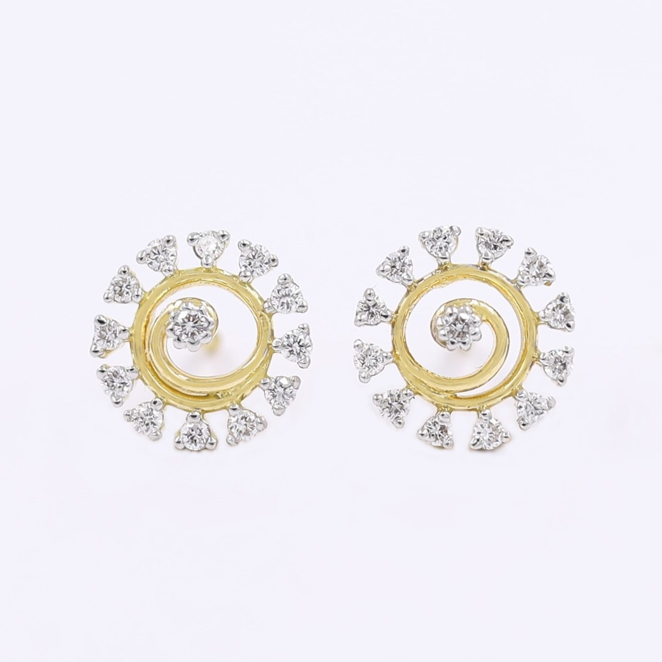 Stunning 13-Diamond Stone Stud Earrings