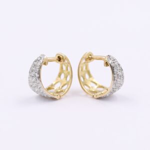 Stylish Geometric Rose Gold And Diamond Hoop Bali Earrings