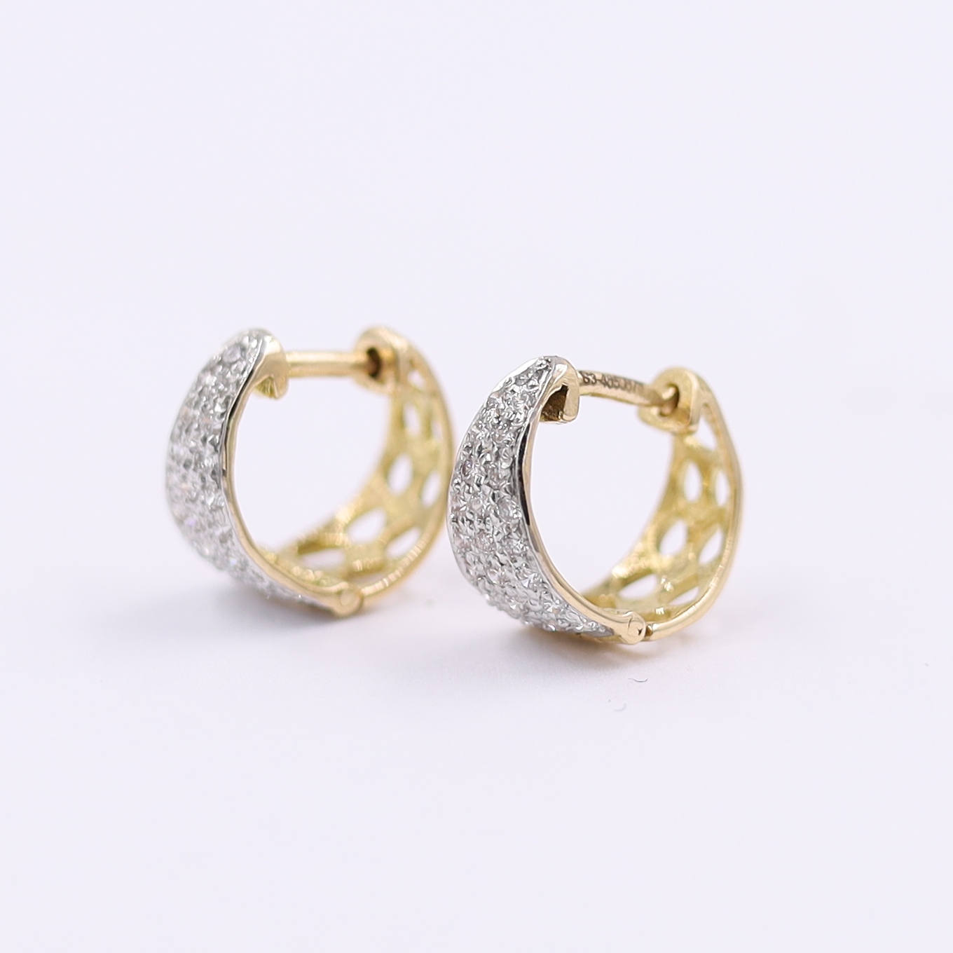 Stylish Geometric Rose Gold And Diamond Hoop Bali Earrings