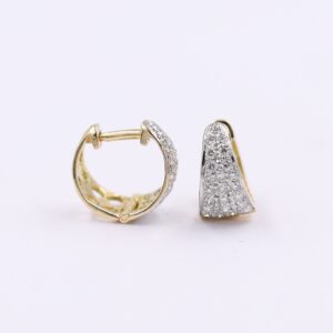 Stylish Geometric Rose Gold And Diamond Hoop Bali Earrings