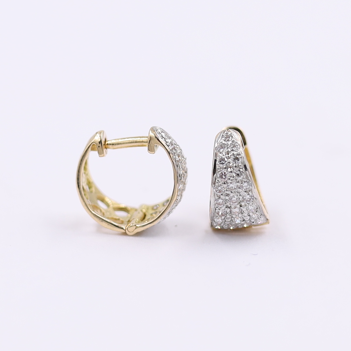 Stylish Geometric Rose Gold And Diamond Hoop Bali Earrings