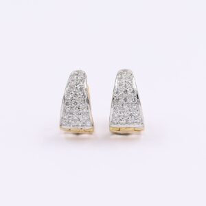 Stylish Geometric Rose Gold And Diamond Hoop Bali Earrings