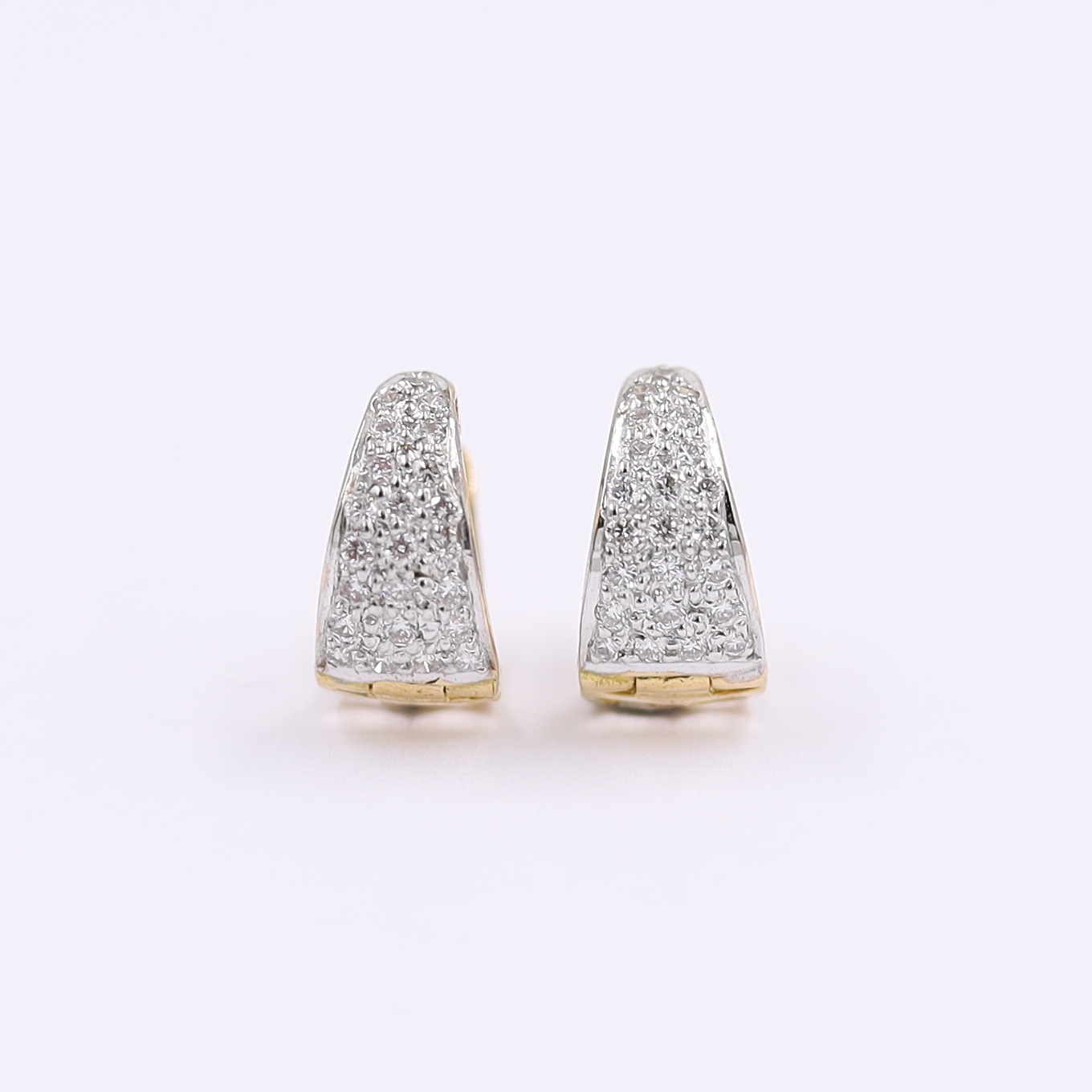 Stylish Geometric Rose Gold And Diamond Hoop Bali Earrings