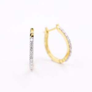 Contemporary 18KT Single Line Diamond Hoop Earrings For Party Wear