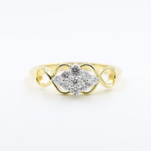 Fancy Wavy Gold And Diamond Finger Ring