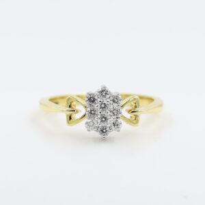 14Kt Marvelous Yellow Gold And Diamond Cluster Ring