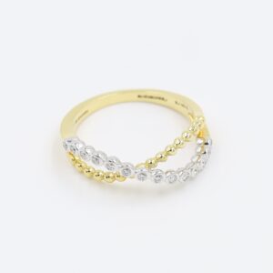 Wave Yellow Gold Real Diamond Finger Ring