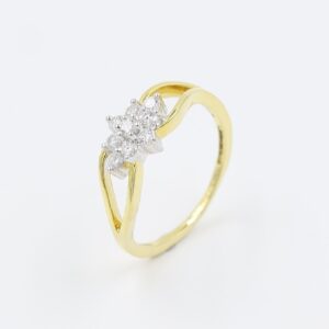 Floral Motif Nine Stone Real Diamond Finger Ring