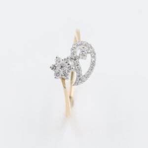 14Kt Rose Gold Ring With Super Unique Design Studded With Real Diamonds