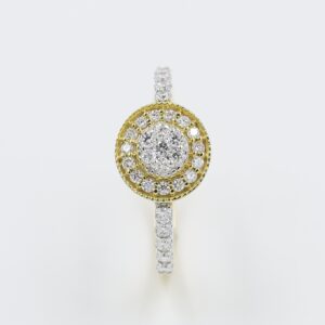 14Kt Yellow Gold Ring With Pressure Setting Diamons On Top