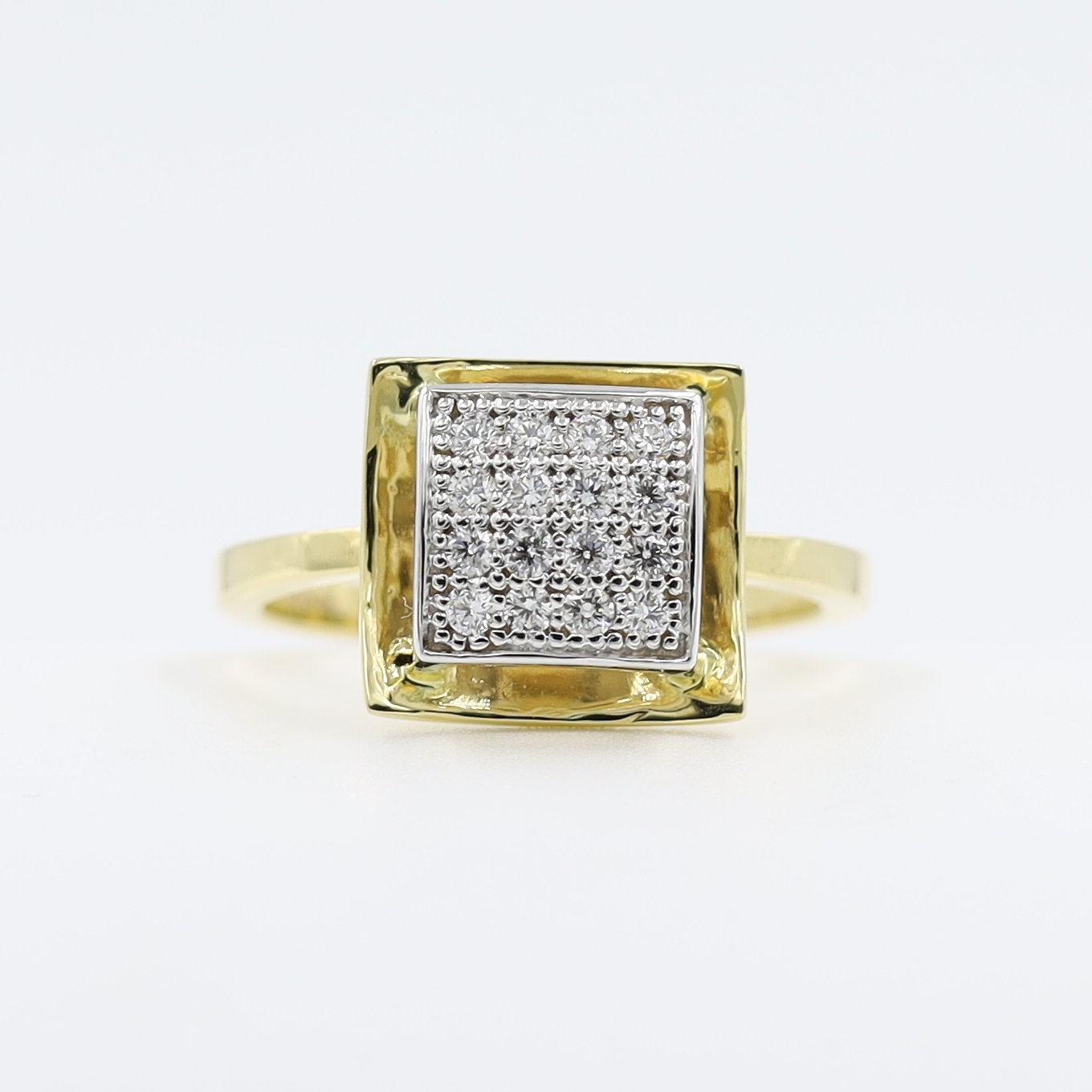 14Kt Yellow Gold Designer Ring Studded With Natural Diamonds