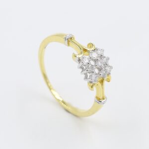 14kt Yellow Gold Delicate Natural Diamond Ring with some Rodiam Work