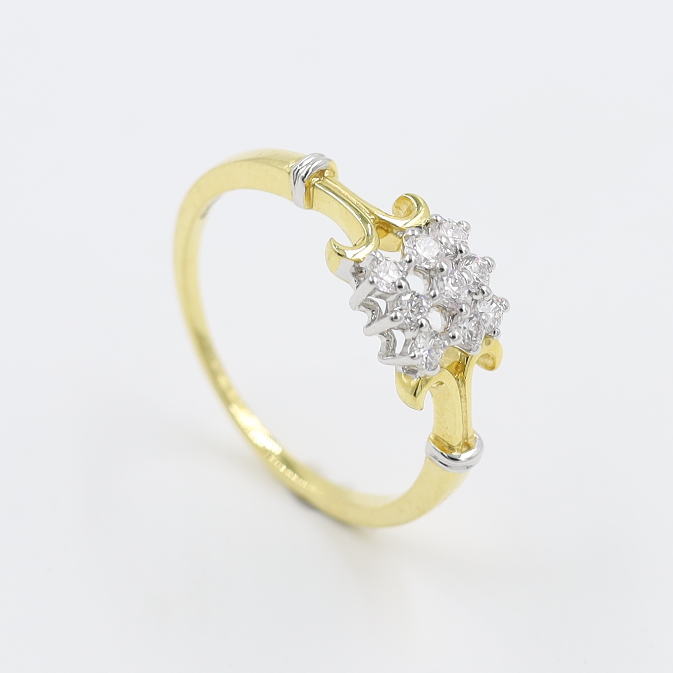 14kt Yellow Gold Delicate Natural Diamond Ring with some Rodiam Work