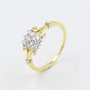 14kt Yellow Gold Delicate Natural Diamond Ring with some Rodiam Work