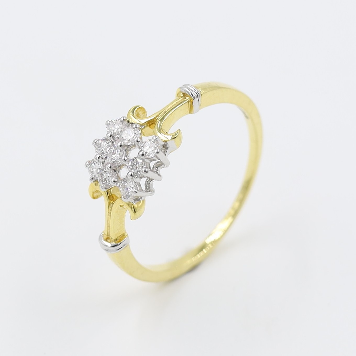 14kt Yellow Gold Delicate Natural Diamond Ring with some Rodiam Work