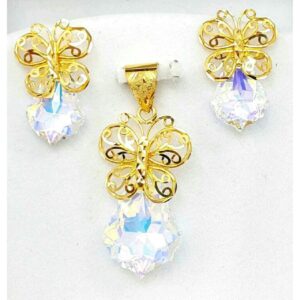 22k / 916 gold ladies indian butterfly pendant set