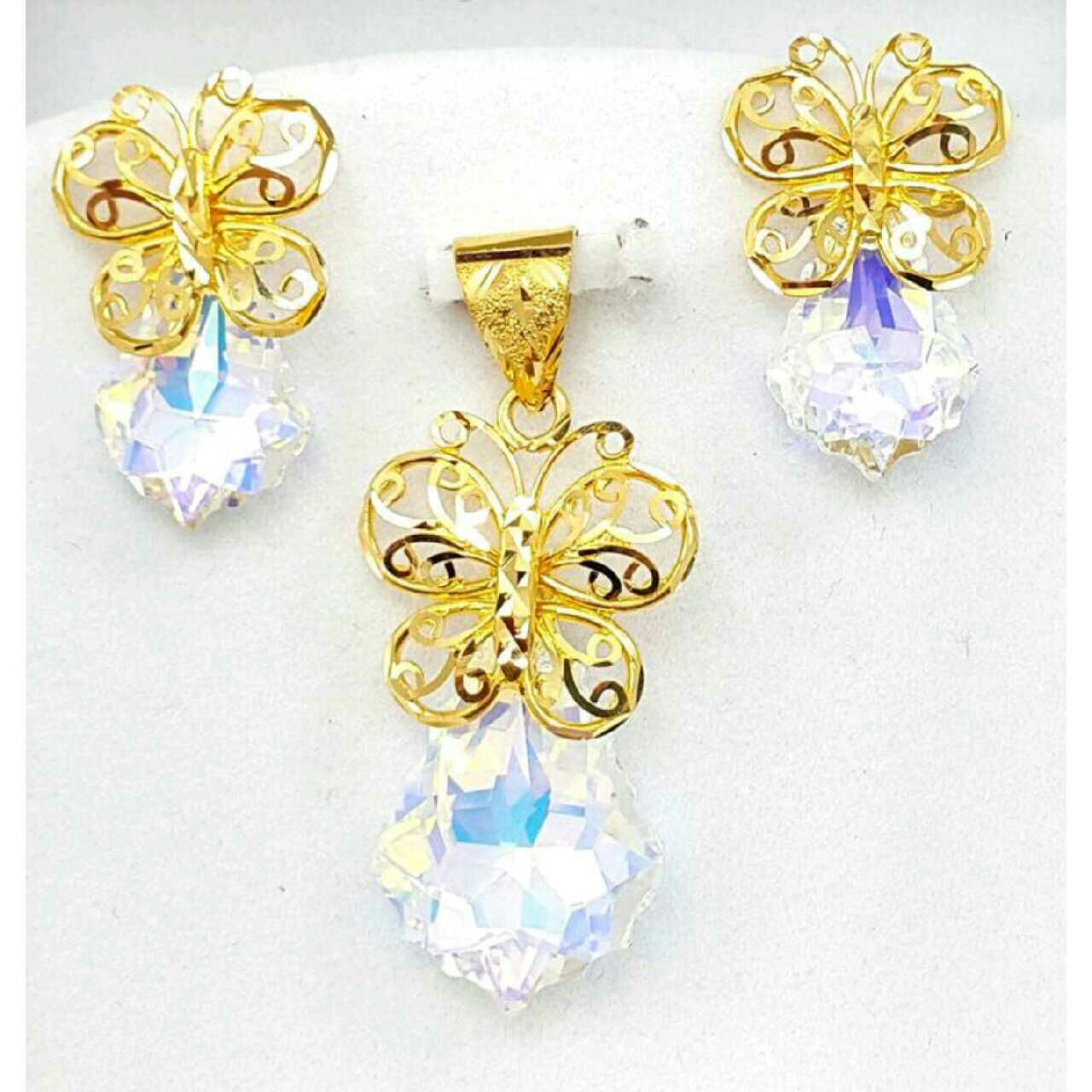 22k / 916 gold ladies indian butterfly pendant set