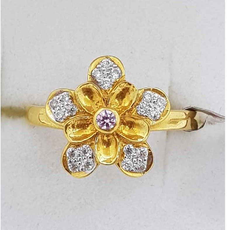 916 Gold flower Design studded Ladies Ring SJ-LR/38