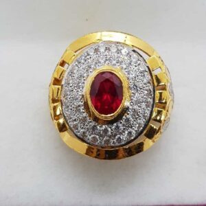 22Kt Gold Red Stone Gents ring SJ-GR/48