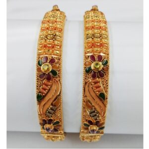 916 Gold Attractive Flower Design Bangles 005