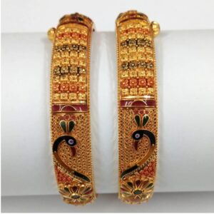 22K Gold Fancy Peacock Design Bangles 004