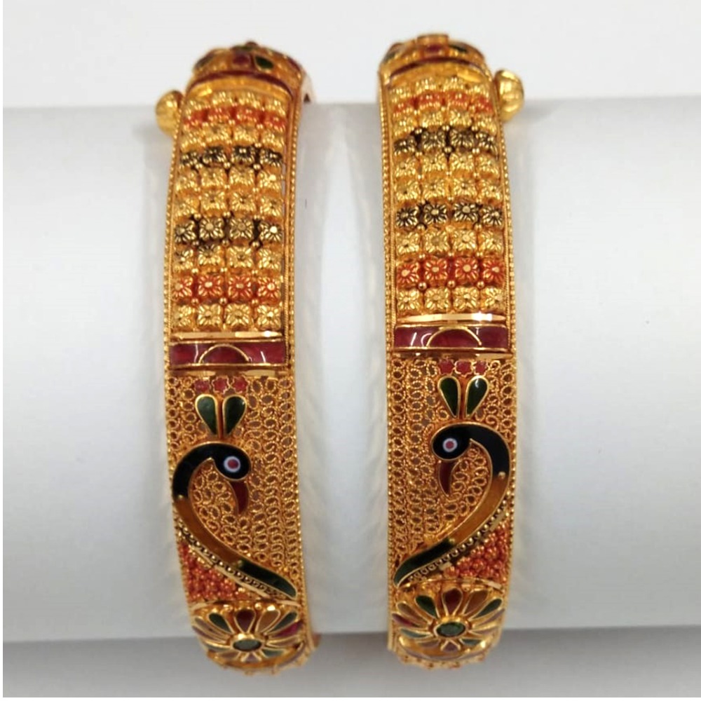 22K Gold Fancy Peacock Design Bangles 004