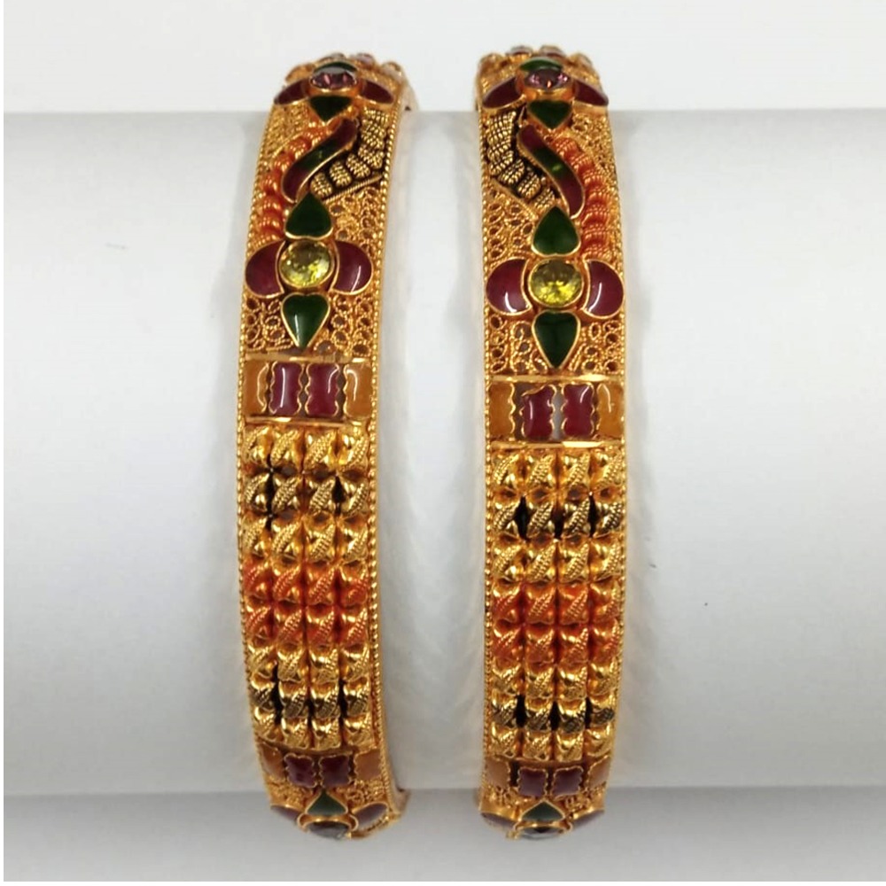 22KT Gold Fancy Colorful Meenakari Bangles 003