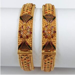 916 Gold Antique Jadtar Wedding Bangles 002