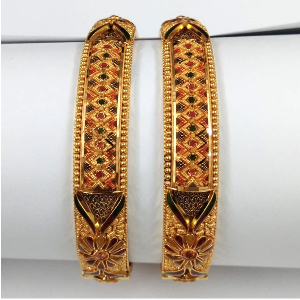 916 Gold Colorful Meenakari Bridal Bangles 001