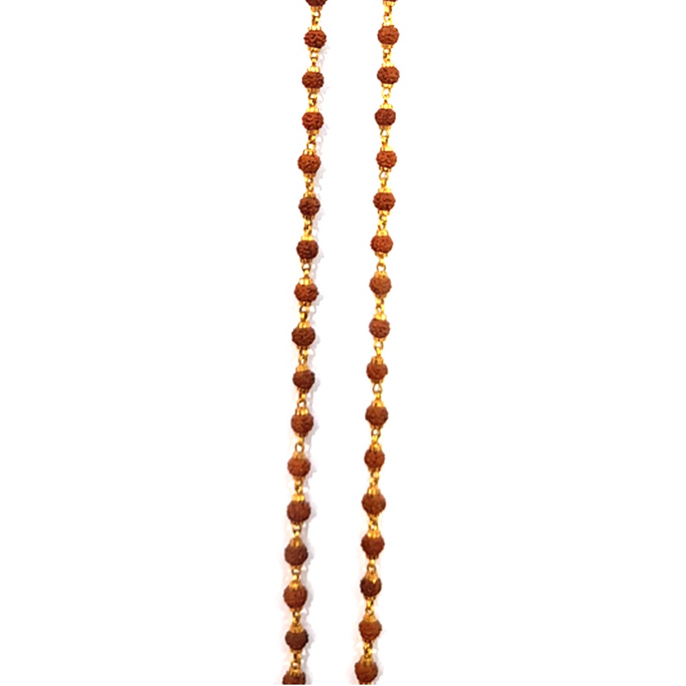 916 Gold Fancy Light Weight Rudraksha Mala Chain - Image 2