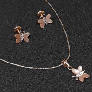 18k Pink Butterfly Gold Pendant set
