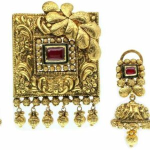 916 Gold antique Kolkata Pendant Set