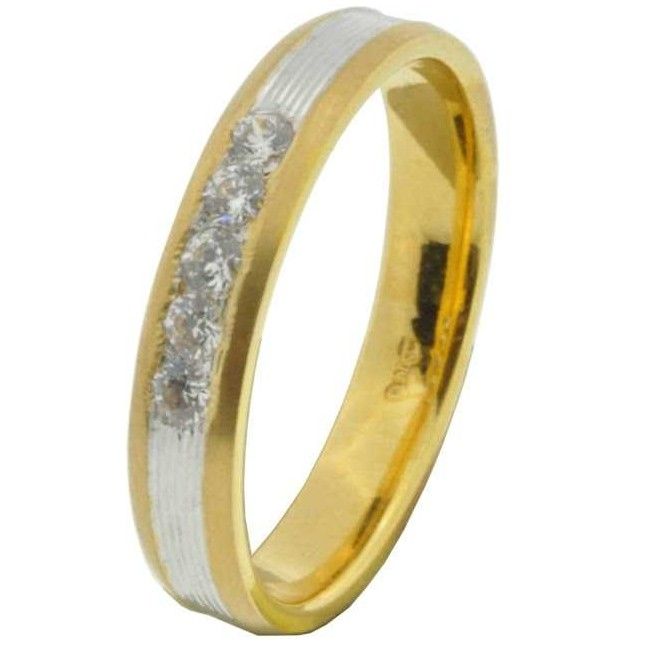 916 Gold Yellow CZ Stone Wedding Band