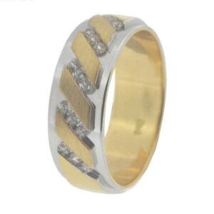916 Gold CZ Stone Modern Bridal Bands