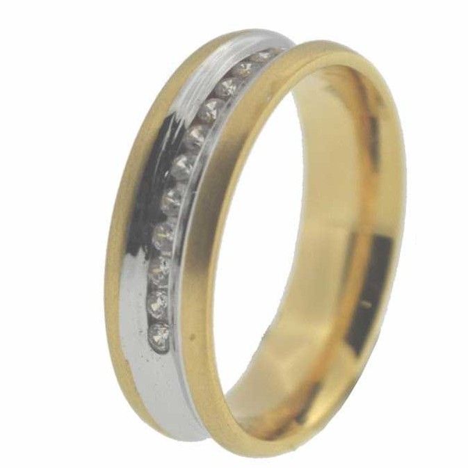 916 Gold CZ Stone Wedding Bands