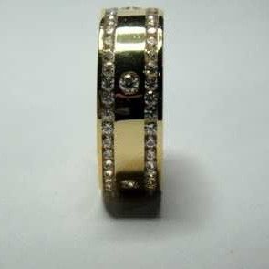 916 Gold Yellow Designer CZ Stone Couple Band