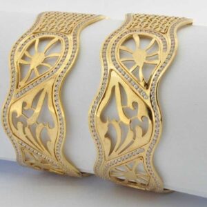 Unique 916 Gold Laser CNC CZ Stone Natural Bangles