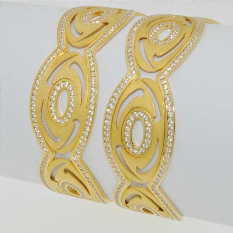 Laser 916 Gold CNC CZ Stone Bangles