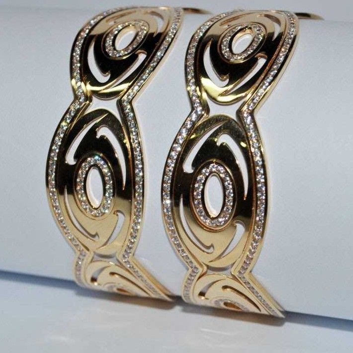 916 Gold Laser CNC CZ Stone Natural Bangles