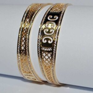 Indian 22KT Gold Yellow Laser CNC CZ Stone Bangles