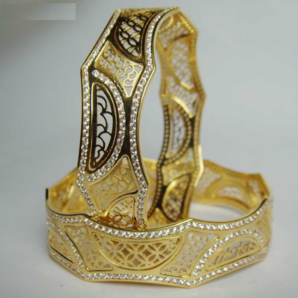 916 Gold Laser CNC CZ Stone Traditional Bangles