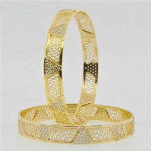 Stone 916 Gold Laser CNC CZ Designer Bangles