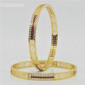 916 Gold Laser CNC CZ Stone Bangles