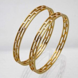 22KT Gold Yellow Fancy CZ Stone Bangles