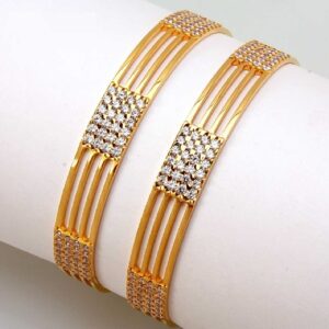 22KT Gold Indian Yellow CZ Stone Bangles