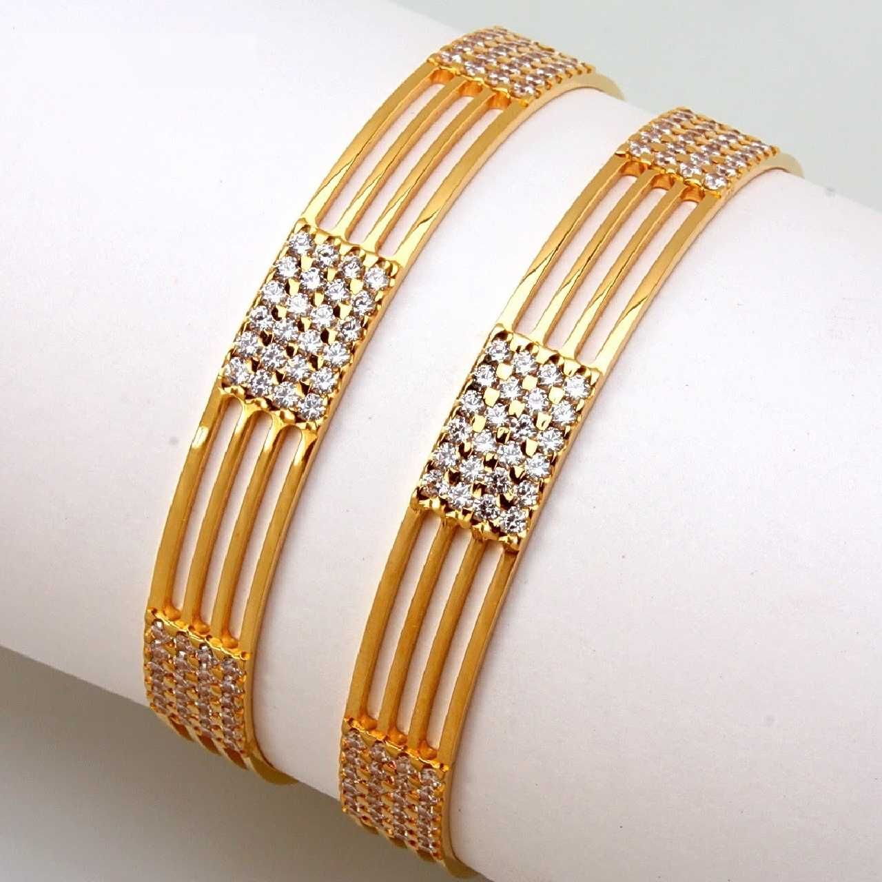 22KT Gold Indian Yellow CZ Stone Bangles