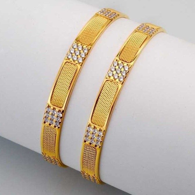 Natural Stone 916 Gold CNC CZ Bangles