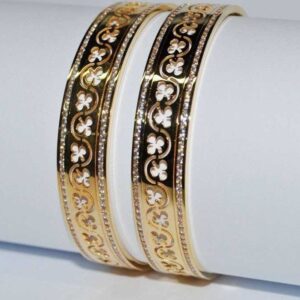 Modern 916 Gold Laser CNC CZ Stone Natural Bangles